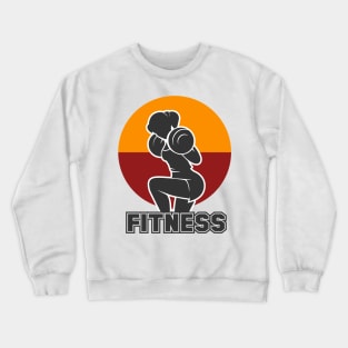 Fitness club emblem with training athletic woman Crewneck Sweatshirt